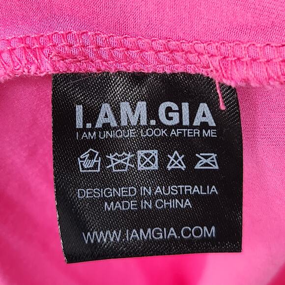 I.AM.GIA. Pink Bamboo Long Sleeve Stretchy Embroidered Gia Cropped Top Women XL - Picture 4 of 8